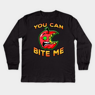 You Can Bite Me Apple Orange Kids Long Sleeve T-Shirt